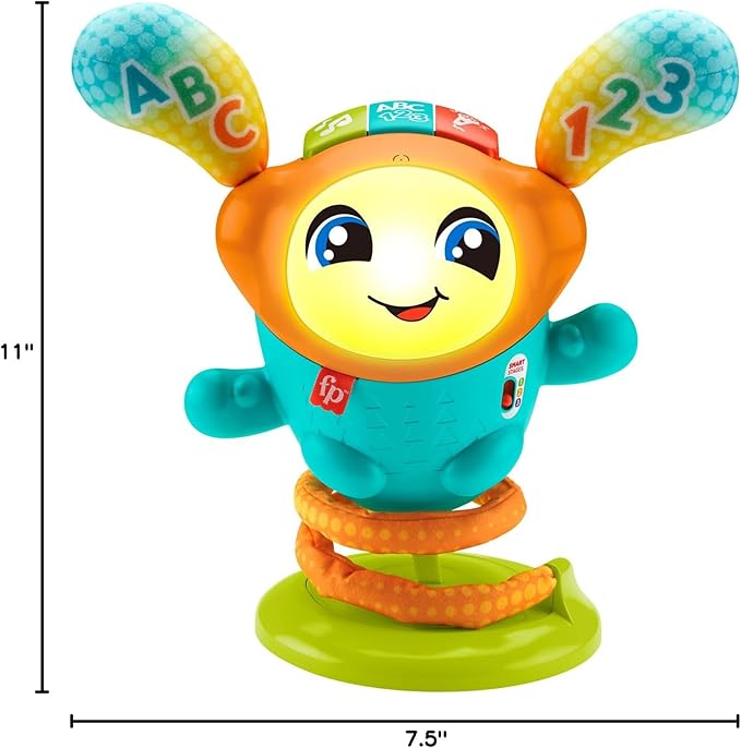 Fisher-Price Baby & Toddler Learning Toy DJ Bouncin’ Beats with Music Lights & Bouncing Action for Ages 9+ Months, Multilanguage Version