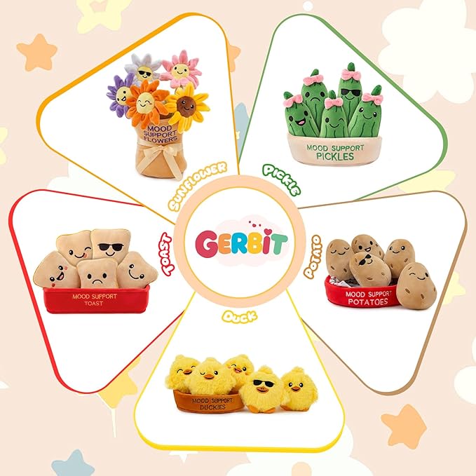 Mood Support 5 Bendable Flower Plush Bouquet in Basket| Emotional Encouraging Support Stuffed Animals Toys, Squishy Daisy & Sunflower Stems | Valentine's Day Gifts for Her, Wife, Girlfriend