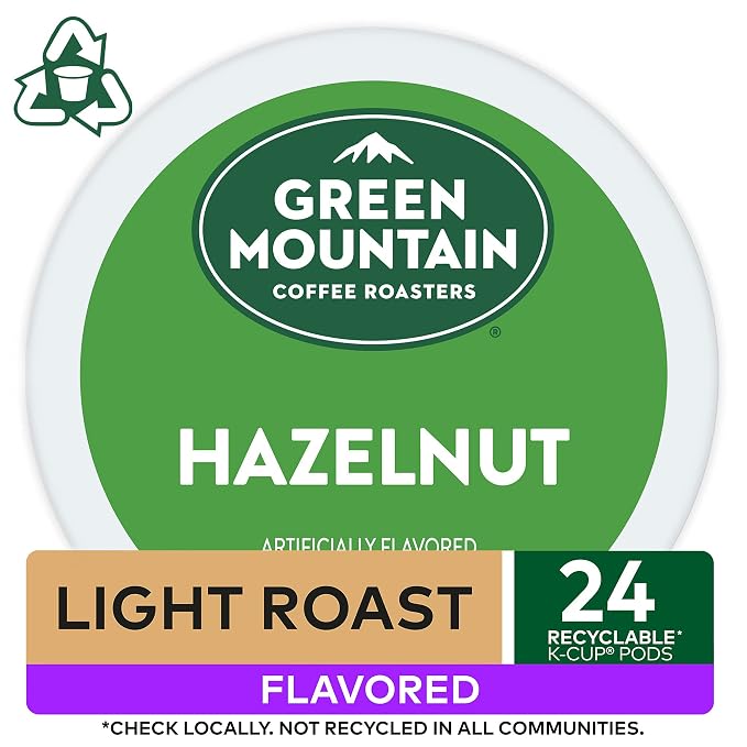 Green Mountain Coffee Roasters Hazelnut, Single-Serve Keurig K-Cup Pods, Flavored Light Roast Coffee, 24 Count
