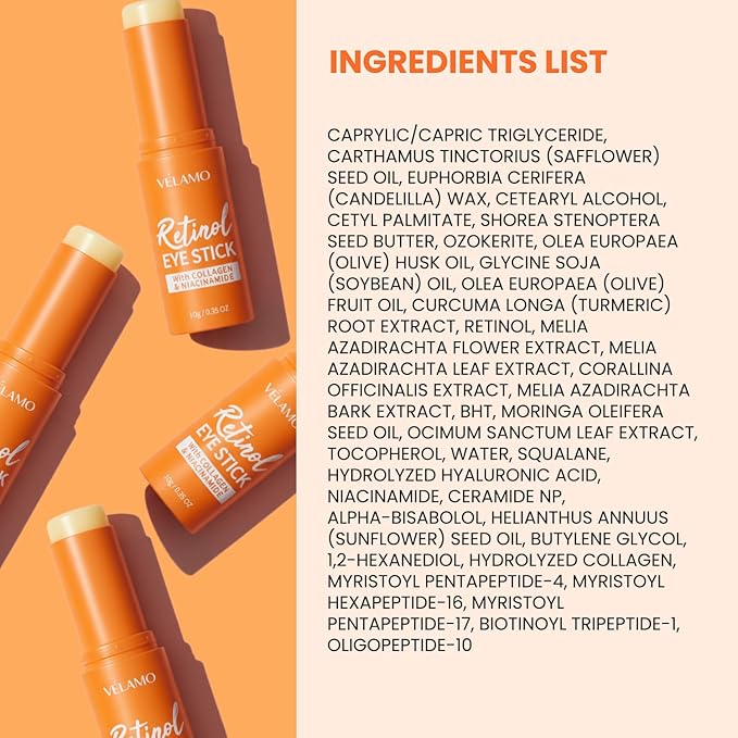 Retinol Under Eye Balm Stick: Korean Retinol Eye Cream for Dark Circles, Puffiness, Eye Bags, Wrinkles & Fine Lines - 8-IN-1 Formula with Collagen, Niacinamide, Peptides & Hyaluronic Acid 0.35 OZ 2Pcs