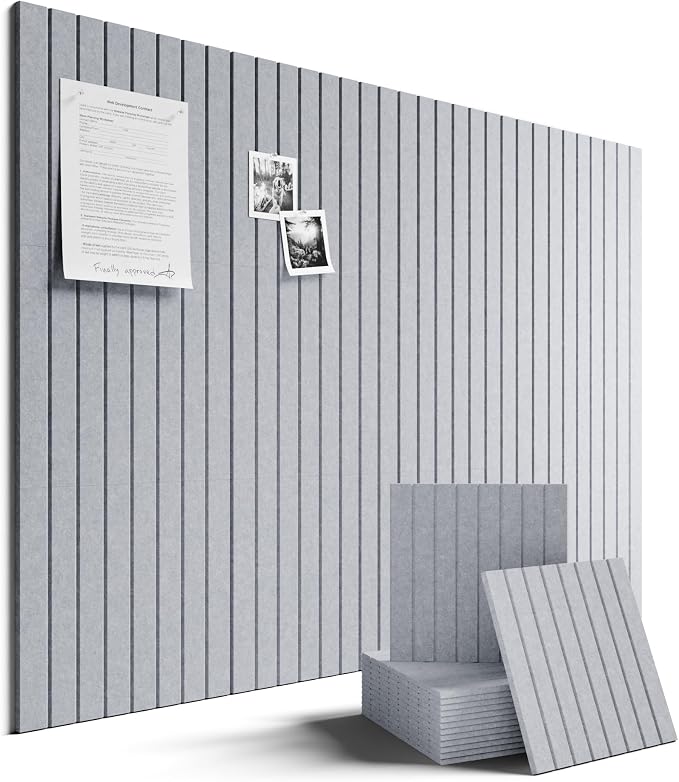 Fluxynara 48" x 36" Large Felt Bulletin Board, Soft Gray | 12 Pack Cork Board Alternative with 60 Safe Adhesive Tabs, Pin Boards for Wall Decor, Home, Office, Classroom,Dorm