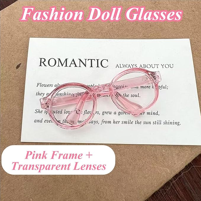 6.7in/17cm Doll Clothes Set(NO Doll), 4 Pcs Outfit Set Includes Premium Fashion Dresses & Bow Hairpin & Glasses & Cute Rabbit Charm, Luxury Chic Doll Clothing Accessories