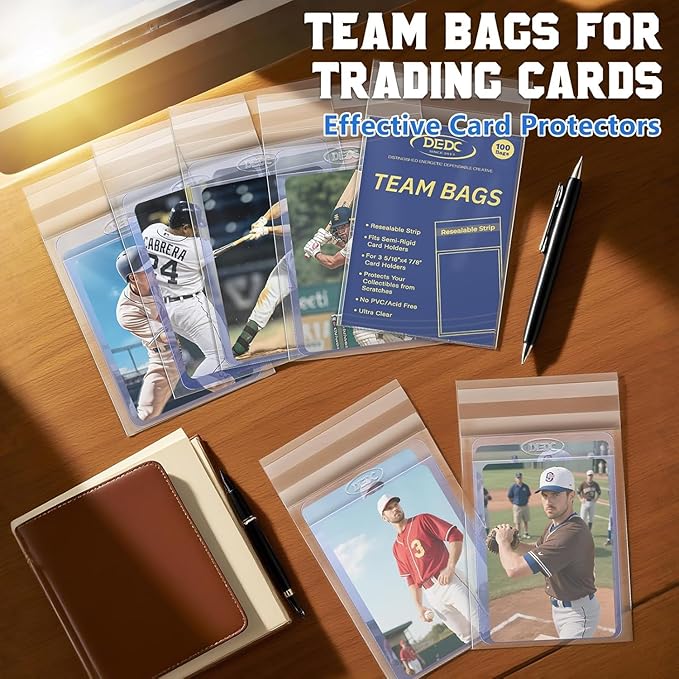 DEDC 1500Pcs Team Bags for Semi Rigid Card Holder, Resealable Card Bags for Trading Cards Fits Semi Rigid Sleeves