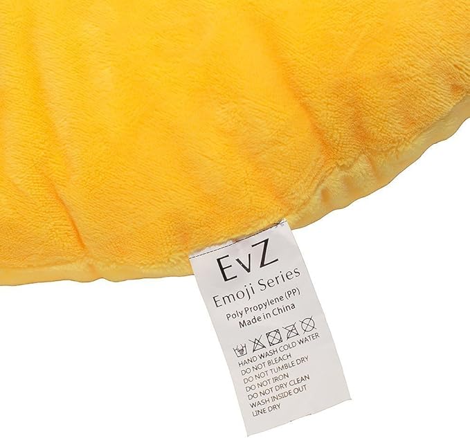 EvZ Official Certified Confused Emoji Pillow - 32cm Large Soft Plush Hesitant Smiley Face Emoticon Cushion - Funny Decorative Stuffed Toy for Office Humor, Dorm Decor & Gag Gift (Yellow)