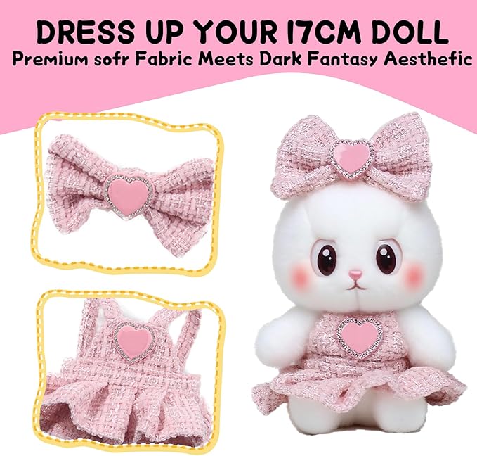 17 cm Doll Clothes - 6.7 Inches Cute Dolls Dress -17cm/15cm Dolls Outfit Set,Fashion Accessories Outfits, Luxury Chic Doll Clothes & Style Bundle,Gifts for Lovers(Style E)