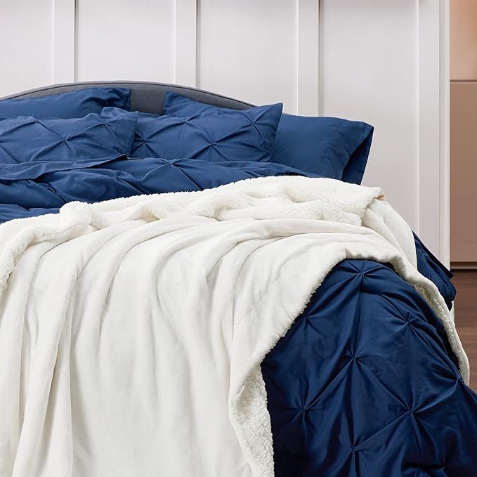 Bedsure GentleSoft Sherpa Fleece Throw Blanket for Couch, Non-Heated, Thick and Warm Throw for Women and Men, Soft Fuzzy Plush Blanket for Winter, White, 50x60 Inches
