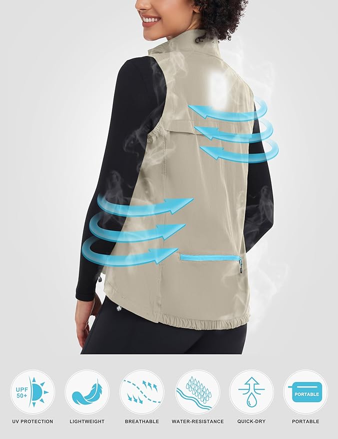 Little Donkey Andy Women's Lightweight Quick Dry Vest Windproof Summer Vest | Stretch Quick Dry Material, Windproof Breathable Vest, Cooling Effect Summer Outerwear, Running Cycling Golf Tennis Hiking