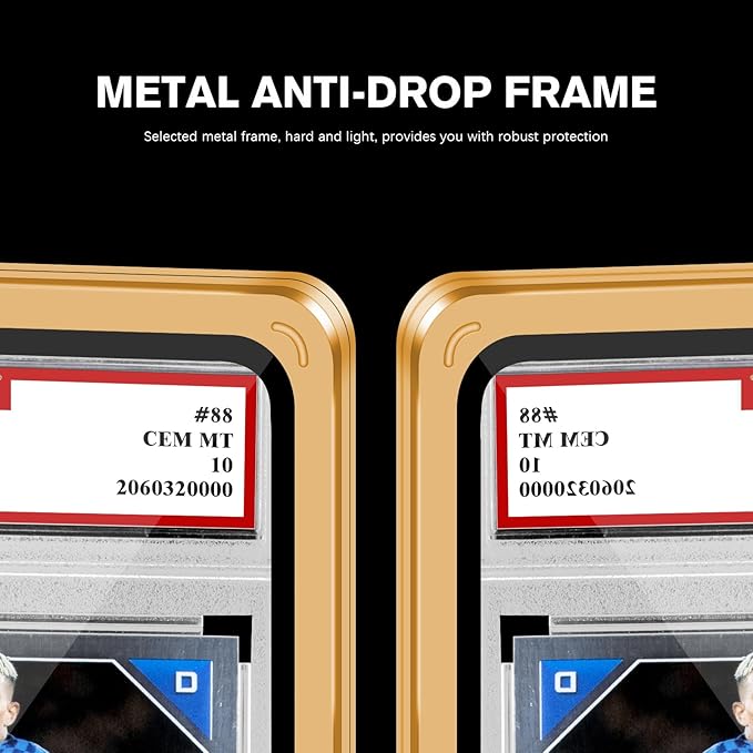 Magnetic Graded Card Slab Protector - Premium Aluminum Graded Card Showcase, Slab Protector with UV-Resistant Tempered Glass, Personalized Slab Bumper for Collectors, Gold