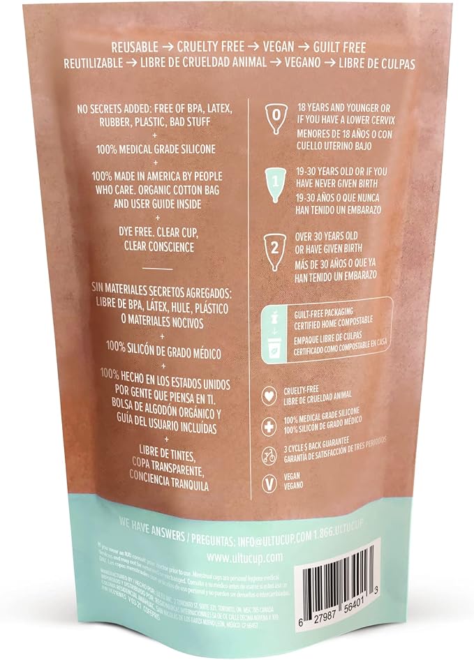 Menstrual Cup - Super Soft and Flexible -100% Medical Grade Silicone -Free from BPA - Wear up to 12 Hours - Made in USA (Model 1 - Medium)