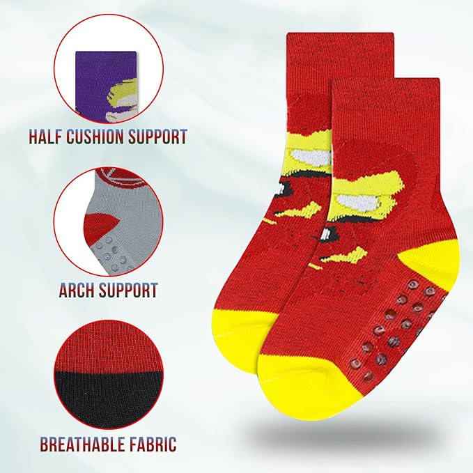 Marvel Spiderman Grip Socks, 10 Pack, Toddler Boys, Ankle Length, Multicolor, Small
