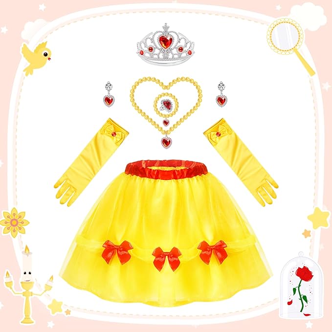 Kids Dress Up Clothes for Little Girls, Toddler Dress Up Costumes Tutu Princess Cape Crown Glove, Wing, Headband Pretend Play Princess Toys Gift for Girls 3 4 5 6