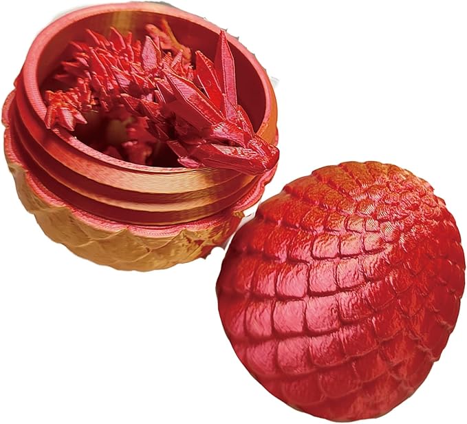 12" 3D Printed Dragon Egg, Cool 3D Printer Articulated Crystal Dragon Toy for Boys Kid Teen, Animals Fidget Toy Dinosaur Eggs for 5-7 4-6 8-12 Year Old Boys Kid Girls