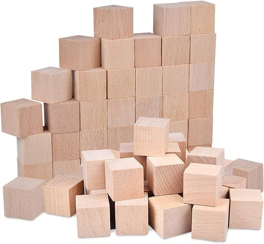 200 Pack Unfinished Wooden Cube Blocks,Square Wood Craft Cube Blocks Wooden Blocks Building Blocks,Square Blank Blocks,Puzzle Making and DIY Craft Cube Blocks Making & DIY Projects (Wood-0.79 Inch)