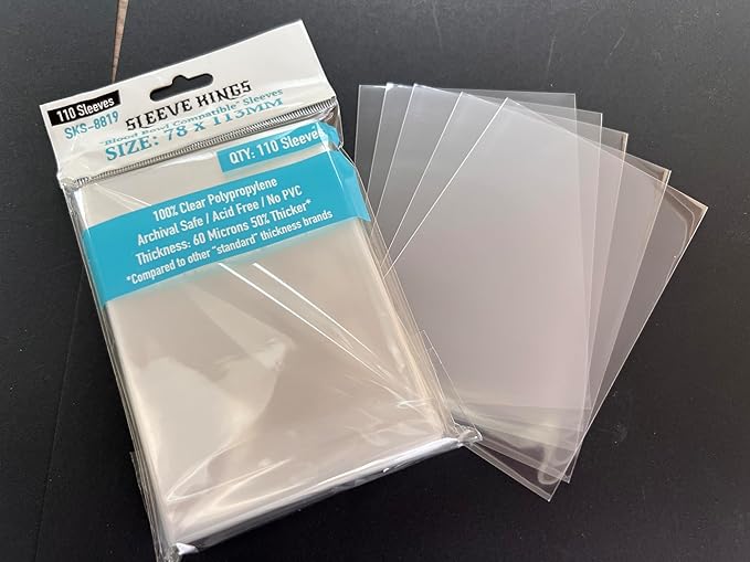 Sleeve Kings Standard Card Sleeves – 110 Count, Clear 60 Micron Thickness, Large Size (78 x 113 mm), Compatible with Blood Bowl & More – SKU: SKS-8819