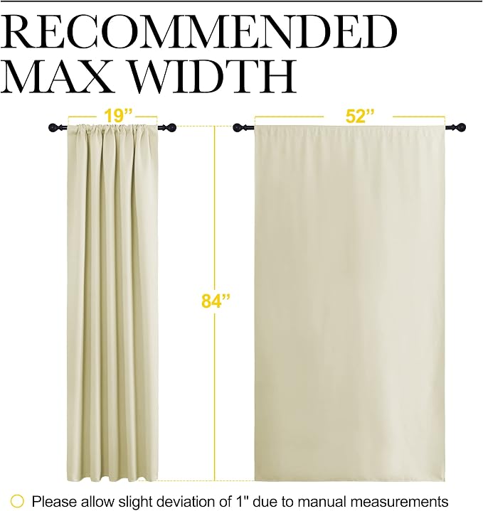 NICETOWN Room Darkening Curtains for Bedroom - Home Decoration Privacy Protection Thermal Insulated Solid Drapes/Draperies for Sliding Glass Door (Beige, Set of 2, 52 x 84 inches)