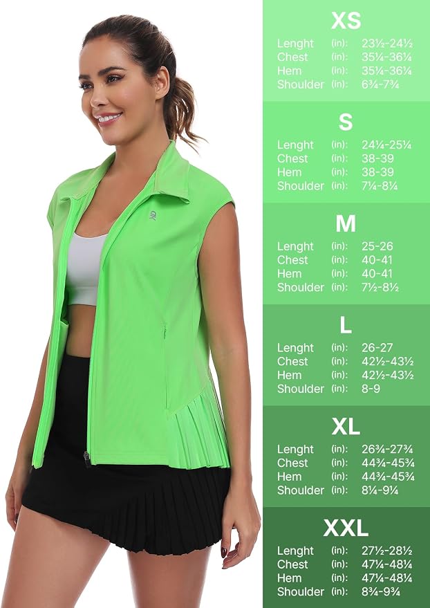 Little Donkey Andy Women's Golf Vest Outerwear | Pleated Hem Sleeveless Athletic Jacket for Running Yoga Tennis