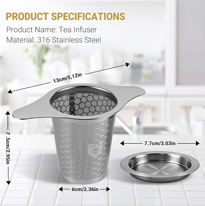2 Packs 316 Stainless Steel Tea Infuser with Ultra-Fine Mesh – Food Grade Tea Strainer & Tea Steeper for Loose Leaf Tea, Durable and Rustproof