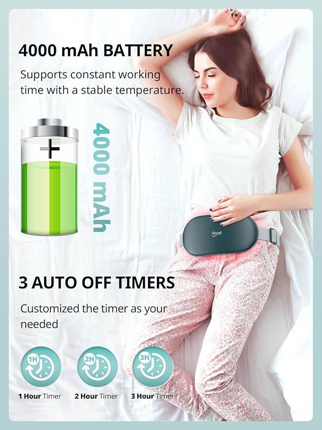 Slimpal Heating Pad for Period Cramp, Plus-Sized Electric Heating Pad, Menstrual Period Cramps Heat Belt Pain Relief, 3 Timer Auto Off Setting, Dark Green