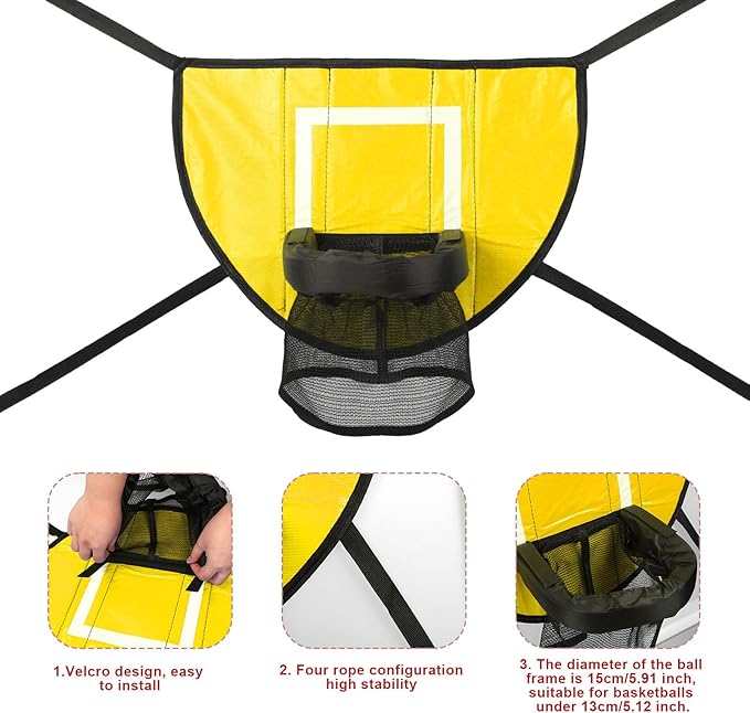Trampoline Basketball Hoop Set, Trampoline Basketball Hoop Attachment Waterproof Basketball Goal for Trampoline Soft Basketball Game Accessories for All Ages Basketball Lovers