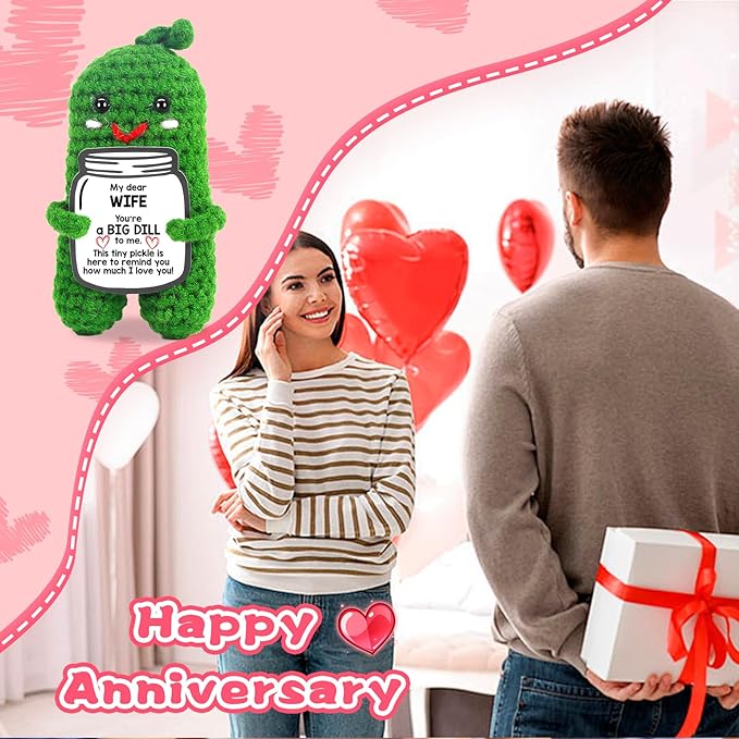 MAMAGIFTREE Gift for Her Wife Christmas Gifts Birthday from Husband- To My Wife Wedding Anniversary Valentines Gifts for Women, Romantic Wife Gifts Wife Birthday Gift Ideas Handmade Crochet Pickle