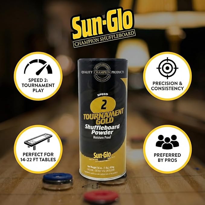 Sun-Glo Twin Pack of 2 Speed Shuffleboard Powder Wax with a Shuffleboard Sweep bundle option