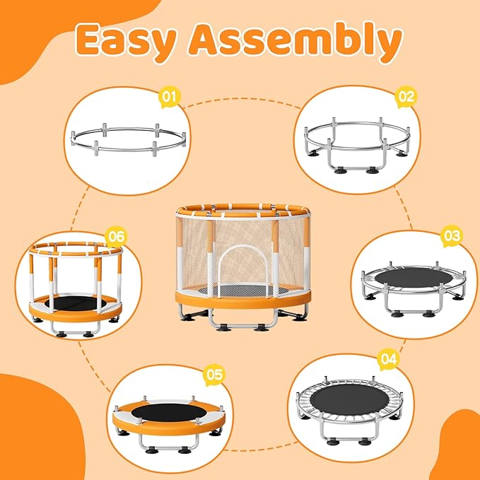 ZCMHAXJ 55" Trampoline for Kids, 440lbs Capacity Indoor & Outdoor Toddler Trampoline, Gifts for Boys & Girls