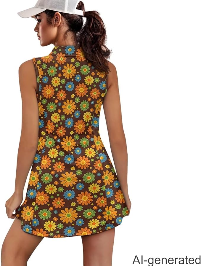 Golf Dress Tennis Dresses for Women with Built in Shorts and Pockets Sleeveless Athletic Dress Workout Dress