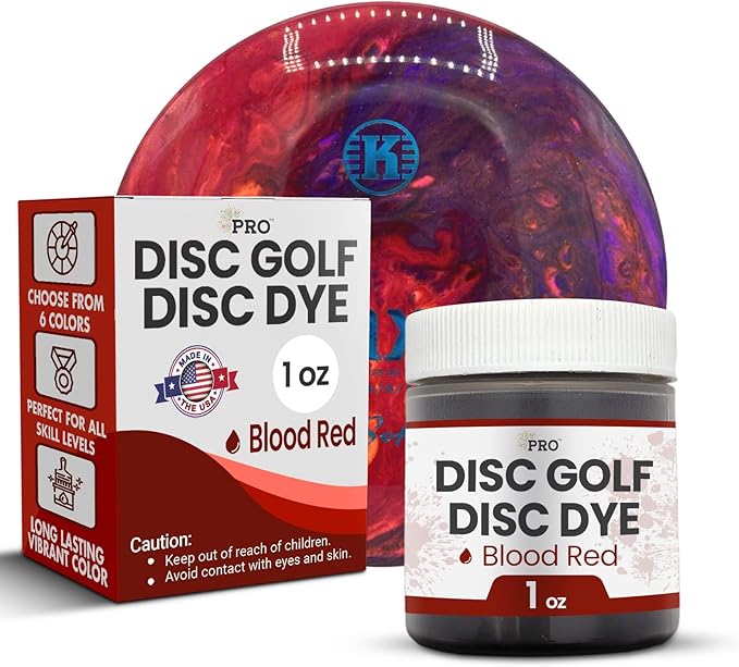 Pro Chemical Disc Golf Dye Kit (Blood Red DGD378) | Creat Beautiful Designs with Tie Dye Powder | Great Disc Golf Accessories for Men | 1oz Containers | Best Results on Premium Plastics like ESP, Star