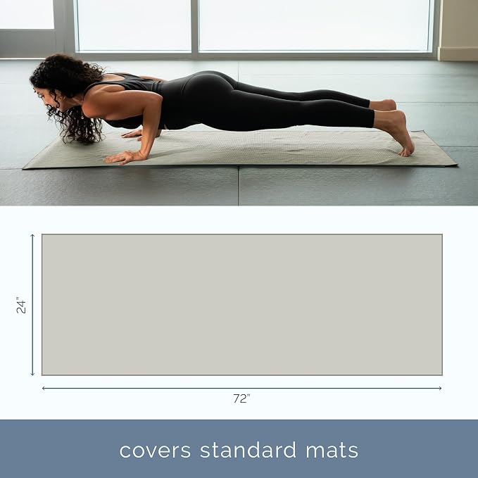 S&T INC. Aura Yoga Mat Towel with Non-Slip Grip, Enhanced Silicone Grip, Soft and Absorbent for Gym, Pilates, and Hot Yoga Mat, 2 Pack, 24 inches x 72 inches, 340GSM, Grey