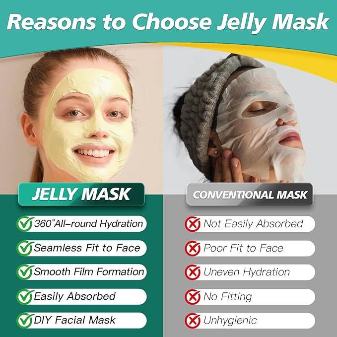 Powder Jelly Mask for Facials Professional, Peel Off Facial Mask for Hydrating & Moisturizing, Hydrojelly Mask for Women Men Skin Care, Home DIY Spa Use for All Skin with Chamomile Petals
