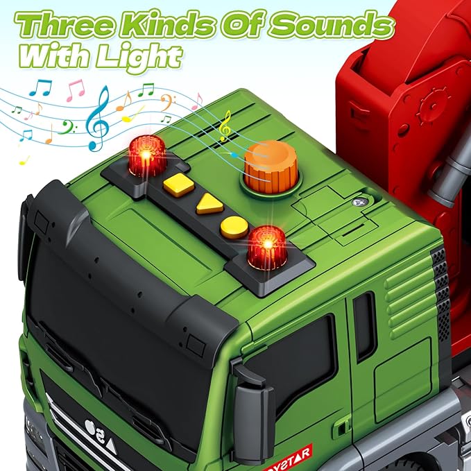 SpringFlower Boy Truck Toys, 3 4 5 6 Years Old Farm Truck Vehicle, Timber Toy with Loading Crane & Lights & Sounds, 3 4 5 6 Kids Toddles Birthday for Boys Girls
