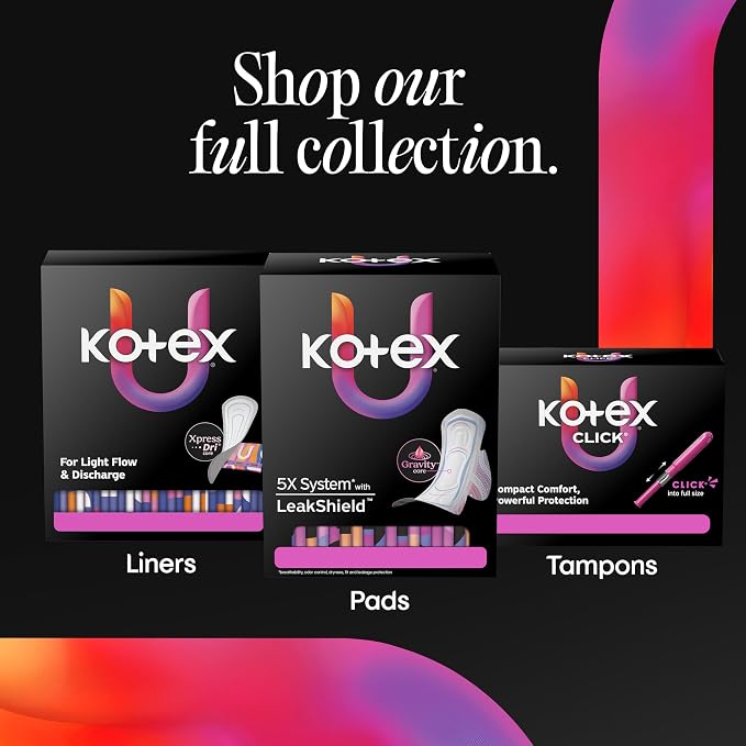 Kotex Absorbent Flat Liners, Light Absorbency, Regular Length 120 Count (Packaging May Vary)