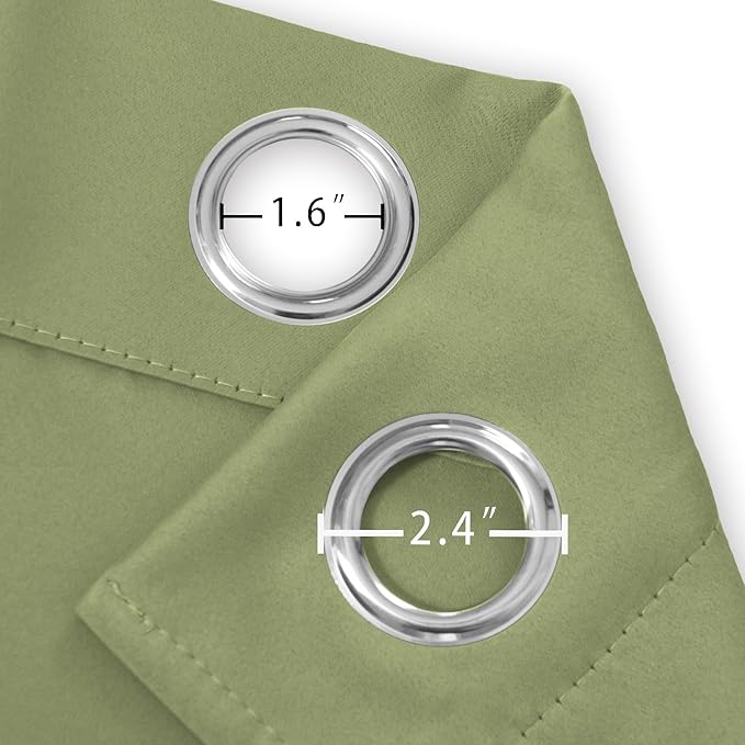 LEMOMO Blackout Curtains 52 x 90 inches Long Sage Green Curtains Set of 2 Panels Thermal Insulated Room Darkening Curtains for Bedroom