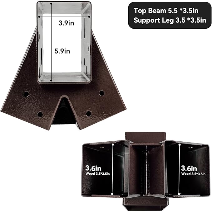 ABUSA Heavy Duty Swing Sets Brackets Including 2 Bronze A-Frame Swing Set Brackets and 4 Swing Hangers for Playground Equipment Mounting Parts Hardware Included (Bronze)