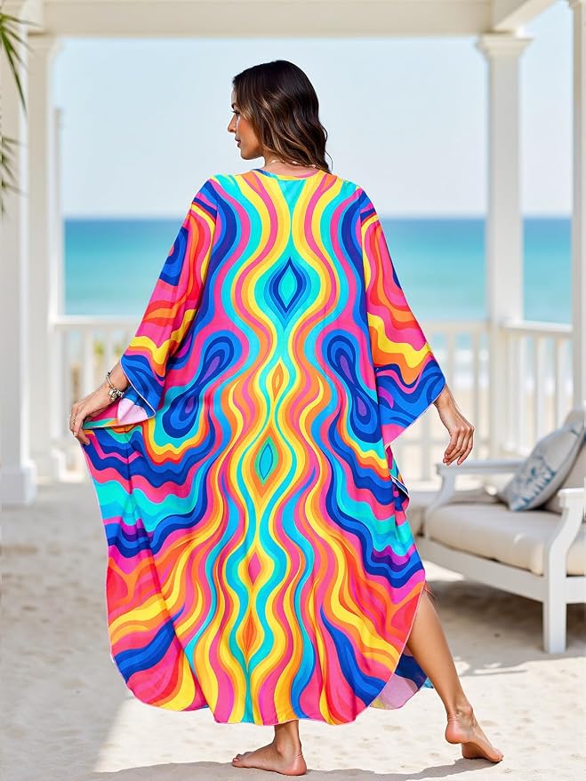 Mumu Dresses for Women Plus Size, Bohemian Kaftan Beach Cover Up Long Maxi Nightgown Soft Loungewear