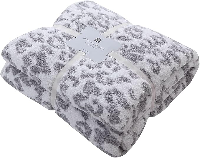 MH MYLUNE HOME Ultra Soft Leopard Throw Blanket Plush, Gray, 71"x78" | Reversible Cheetah Print Blanket, Comfy Fluffy Fuzzy Plush Blanket Throws for Couch Bed, Cozy Blankets for Women Gift