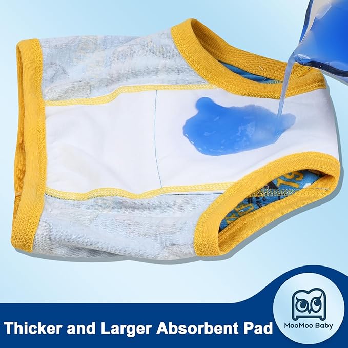 MooMoo Baby Potty Training Underwear 10 Packs Absorbent Toddler Training Pants for Boys and Girls Cotton Pee Pants 2T-9T