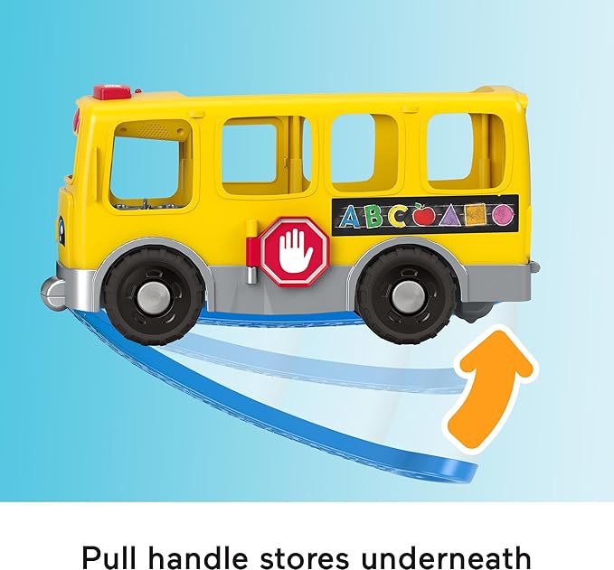 Fisher-Price Little People Toddler Toy Big Yellow School Bus & Community Heroes Set, Musical Pull-Along Vehicle & 9 Figures for Kids Ages 1+ Years