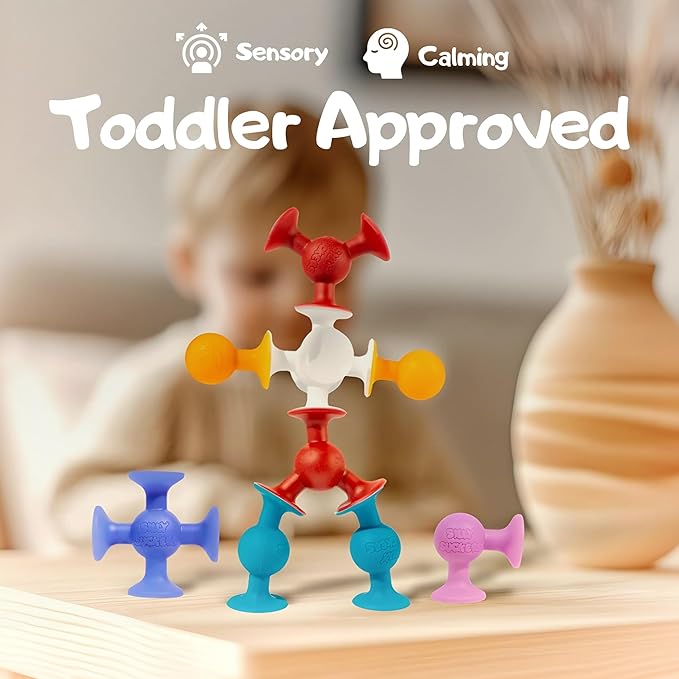 50 Pcs Baby Suction Toys - Fun Baby Bath Toys, Squigz, Bath Toys for Toddlers, Educational Toddler Sensory Toys, Interactive Play of Building Toys, Montessori Toys Stocking Stuffers for Kids