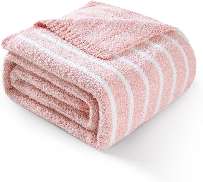 Snuggle Sac Bedding Blanket, Pink, Twin Size 60x80 | Ultra Soft, Warm Cozy Knit Fuzzy, For Sofa, Bed, Living Room