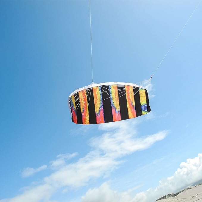 In the Breeze Tie Dye Sport Kite - Dual Line Stunt Parafoil - Includes Braided Kite Line and Bag - Easy to Fly,62" W x 27" H,3081