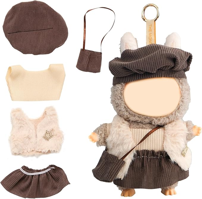 Coolcandy 17cm Doll Clothes for Doll, Fashionable Dolls Outfit with Accessories Suit, Stylish Adorable Dolls Clothes Set, Soft Fabric, Detailed Stitching(Doll Not Included)