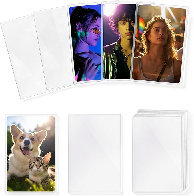 400 Pcs Kpop Photocard Sleeves 58×89mm Clear Photo Card Sleeves PVC Free & Acid Free Photocards Holder for Kpop Albums Photo Cards