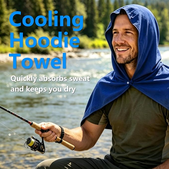 Jaende 2Pack Cooling Hoodie Towel, UPF 50+ Sun Protection Ice Towel, Instant Cooling Towels for Neck and Face, Perfect for Sports, Gym, Workout, Yoga, Running & Hot Weather