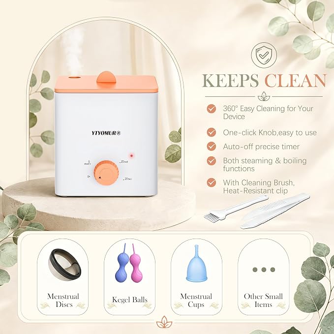 Menstrual Disc with Sterilizer- Menstrual Cup Sterilizer Steamer with 2 Soft & Reusable Period Disc, Menstrual Cups Period Cup Kit