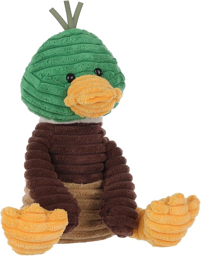 Apricot Lamb Corduroy Mallard Duck Plush Stuffed Animals for Kids, Soft Cute Plush Toys for Baby Girl and Boy, Fluffy Corduroy Mallard Green 9.9 Inches