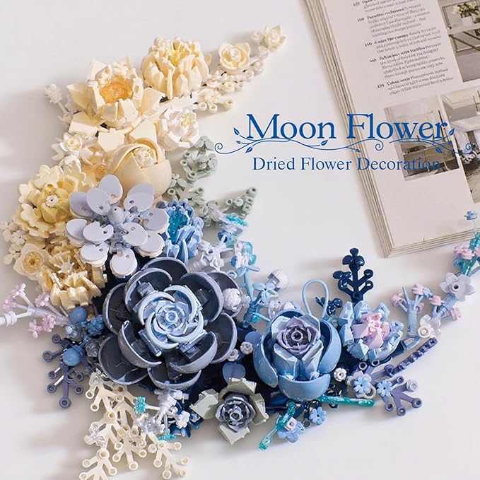Moon Flower Building Set,935PCS Botanical Collection Set for Elegant Home Decor & Romantic Gift