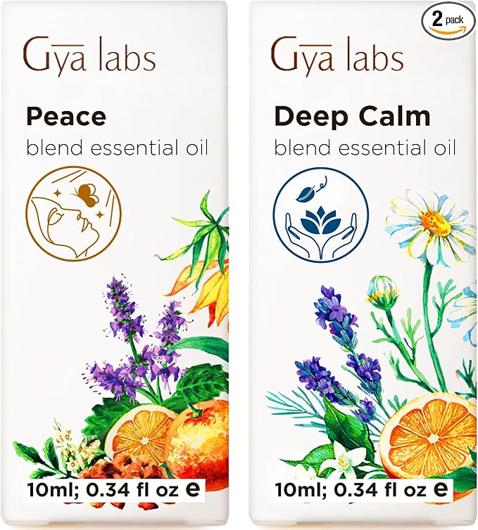 Peace Essential Oil for Diffuser & Deep Calm Essential Oil for Diffuser Blend Set - Aromatherapy Grade Essential Oils Set - 2x0.34 fl oz - Gya Labs