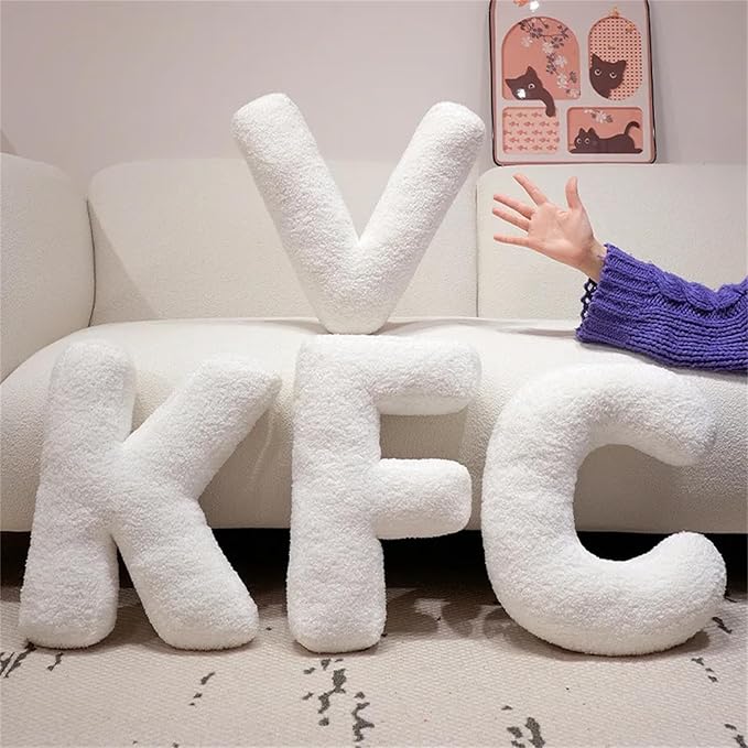 MOJUN Letter Pillows, Soft Plush Decorative Initial Letter Shaped Throw Pillows for Sofa Couch Bed, Cute Letter Pillows English Alphabet A to Z for Living Room Bedroom Floor Car Decoration, V