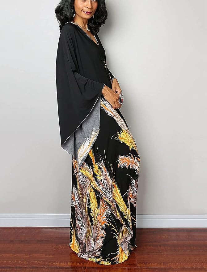Venasha Womens Caftan Floral Print Kaftan Dress Short Sleeve Swimsuit Cover up Loungewear for Summer